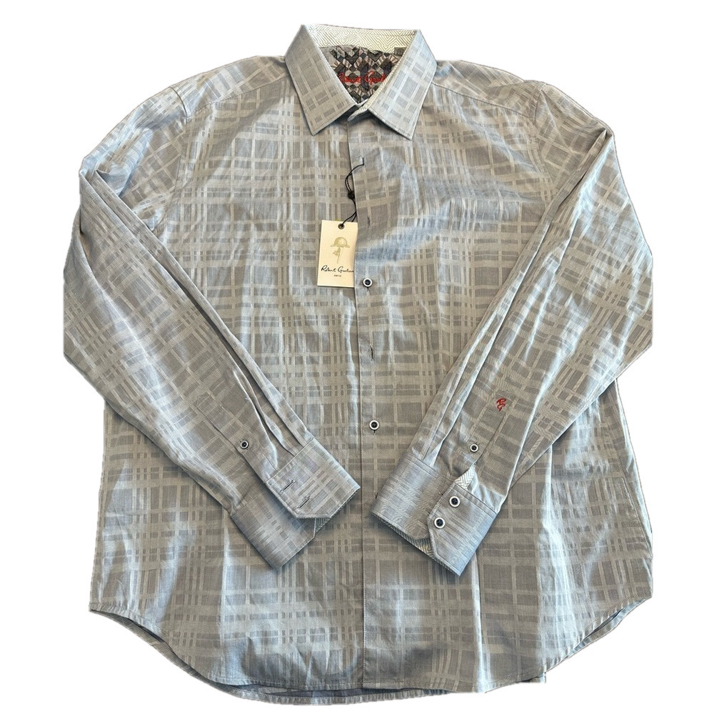NWT ROBERT GRAHAM GRAY PLAID MANUREWA BUTTON DOWN SHIRT